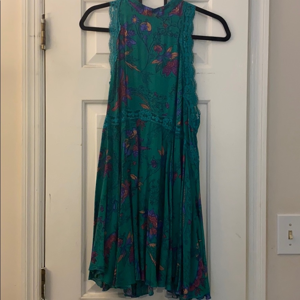 Free People Intimates Green Floral Slip Dress